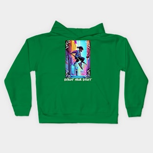 Strut Your Stuff (Action anime boy jumping a stick) Kids Hoodie